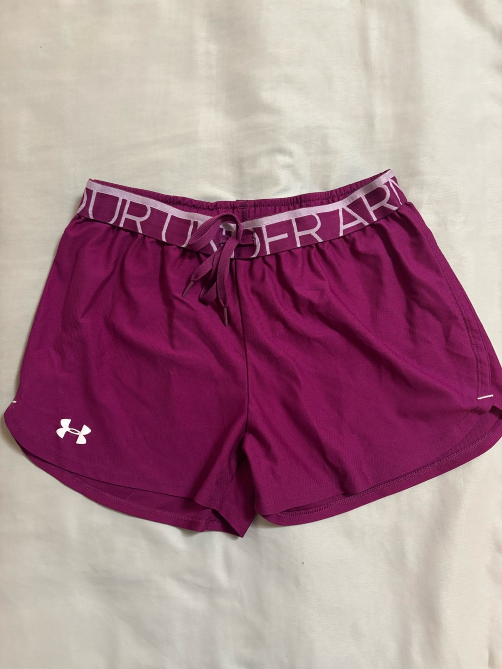 Under Armour Women's Fuchsia Athletic Shorts with Branded Waistband